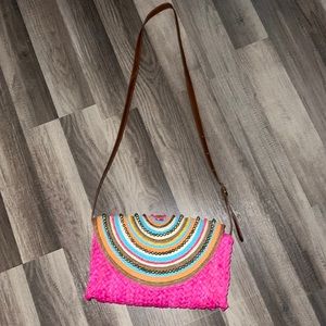 Sun ‘N Sand pink straw and beaded purse